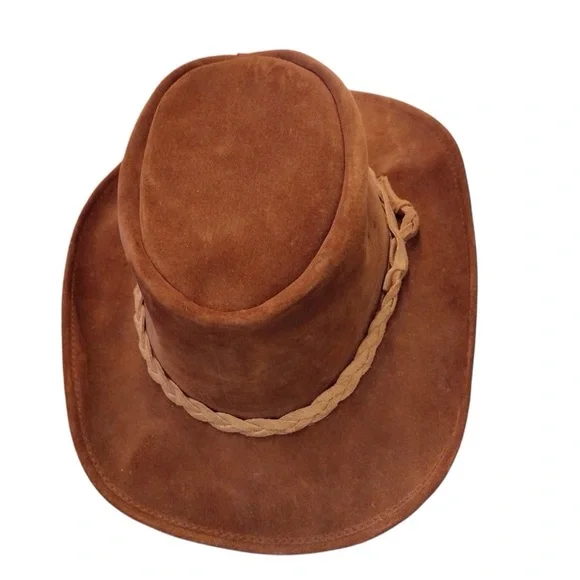 WALK ABOUT Leather Unisex Brown Made in Australia Hat Sz Small Safari Bush Hat - Picture 11 of 16